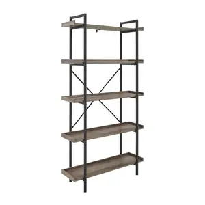 Jessica 92cm W Steel Etagere Bookcase Grey Wash