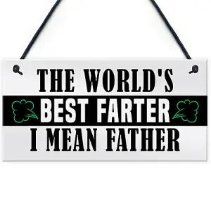 Red Ocean Funny Fathers Day Sign BEST FARTER Novelty Gift For Dad Daddy Birthday Gift For Dad For Him Daughter Gifts Joke Humour