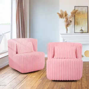 360 Degrees  Fleece Swivel Accent Chair Pink