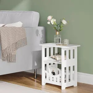 Yohood White Nightstand with Station End Table - Square 45 x 50 x 30cm