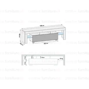 TV Unit 160cm Sideboard Cabinet Cupboard TV Stand Living Room High Gloss Doors - White & Grey