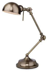 Luminosa Beau 1 Light Table Lamp Antique Brass, E14