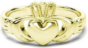 Classic Ladies 14K Gold Coated Silver Claddagh Ring