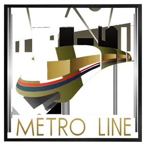 Art deco metro line (Picutre Frame) / 30x30" / Brown