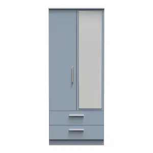 Trent 2 Door 2 Drawer Mirrored Robe in Denim (Ready Assembled)