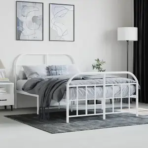 Berkfield Metal Bed Frame with Headboard and Footboard White 120x200 cm