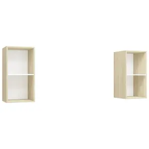 Berkfield Wall-mounted TV Cabinets 2 pcs White and Sonoma Oak Engineered Wood