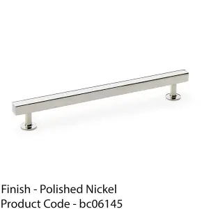 Straight Square Bar Pull Handle Polished Nickel 192mm Centres SOLID BRASS Drawer