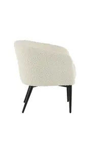 Fluffy White Boucle Comfy Armchair , White