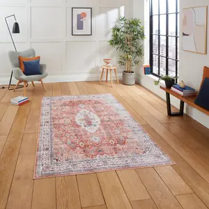 Terra Traditional Bordered Geometric Rug Easy to clean Living Room and Bedroom-120cm X 170cm