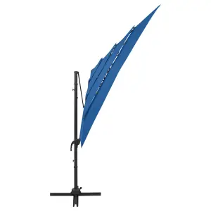 Berkfield 4-Tier Parasol with Aluminium Pole Azure Blue 250x250 cm