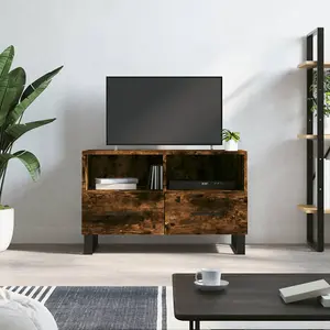 Berkfield TV Cabinet Smoked Oak 80x36x50 cm Engineered Wood