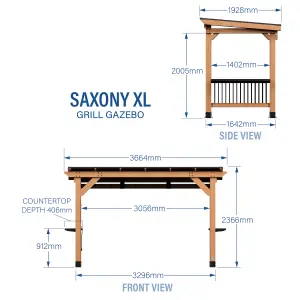 Backyard Discovery Saxony XL 100% Cedar Wood BBQ/Grill Gazebo