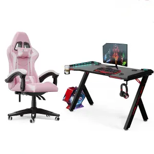 E-Sports Swivel Chair and RGB Lighting Gaming Deskfor Gamer Workstation