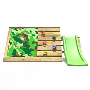 Rebo Mini Wooden Climbing Pyramid Adventure Playset - Den and Slide - Green