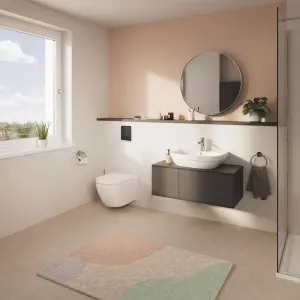 Grohe Euro Start Alpine White Wall hung Oval Toilet with Soft close seat & Concealed cistern & matt black plate