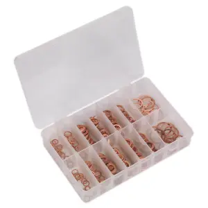 Sealey Diesel Injector Copper Washer Assortment 250 Pieces - Metric AB027CW