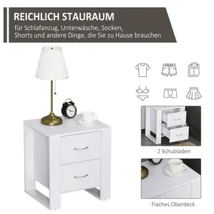 Hopkint 2 Drawer Bedside Table White