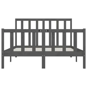 Berkfield Bed Frame Grey Solid Wood 150x200 cm 5FT King Size