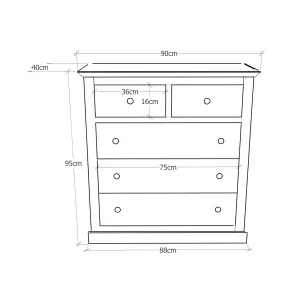 Rocca 5 Drawer Chest of Drawers Brass Knob