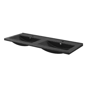 GoodHome Nira Matt Black Rectangular Vanity Basin (W)121.5cm