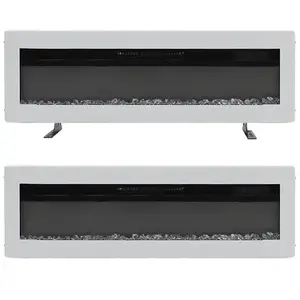 White LED Electric Fire Wall Mounted or Inset Fireplace 9 Flame Colors with Freestanding Leg 40 Inch