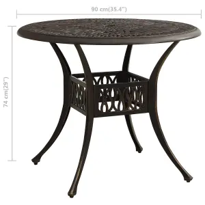 Berkfield Garden Table Bronze 90x90x74 cm Cast Aluminium