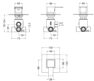 Concealed Lever Handle 2/3/4 Way Shower Diverter Chrome