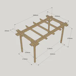 Double Garden Pergola - Wood - L240 x W300 x H270 cm - Light Green