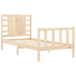 Berkfield Bed Frame with Headboard Small Single Solid Wood