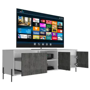 White Dallas ultra wide TV rack with 4 doors