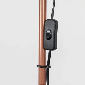 ValueLights Dalby Modern Copper & Black Uplighter Floor Lamp with White Shade - Includes 6w LED GLS Bulb 3000K Warm White