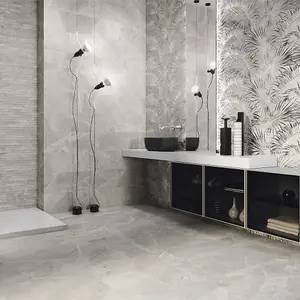 Silver Marble Effect Matt Ceramic Tile / 60 x 60cm