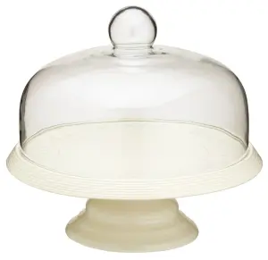 Classic Collection Ceramic Cake Stand with Glass Dome