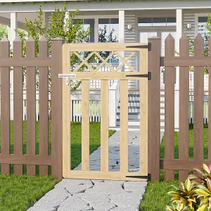 2.5x4 Outdoor Cross Top Garden Wooden Gate Fence Patio Gate