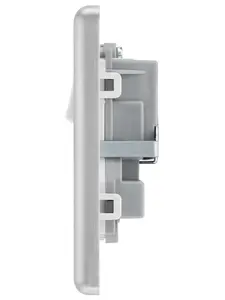 GoodHome Brushed Steel Double 13A Switched Socket & White inserts