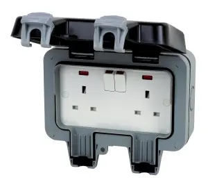 BG 13A Grey 2 gang Outdoor Weatherproof switched socket