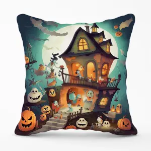 Illustrations A Whimsical Haunted House Cushions 45cm x 45cm