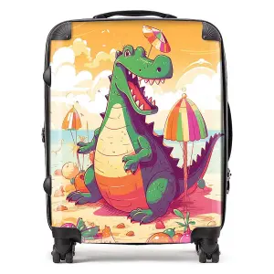 Crocodile On A Beach Holiday Suitcase - Large