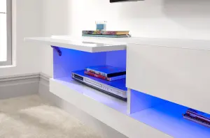 GFW Galicia 120cm Wall TV Unit with LED White