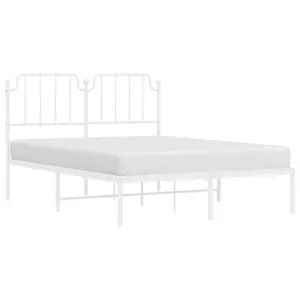 Berkfield Metal Bed Frame without Mattress with Headboard White 140x200cm