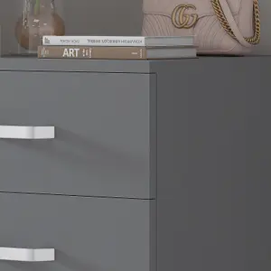 Tunis 5 Drawer Tall Slim Chest Of Drawers - Matt Grey