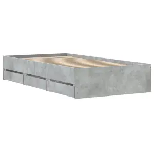 Berkfield Bed Frame with Drawers without Mattress Concrete Grey 90x190 cm Single