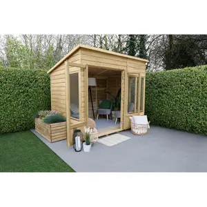 4Life 8x6 Pressure Treated Double Door Pent Summerhouse Yes