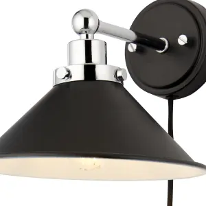 Getty Matt Black Plug-in Wall light