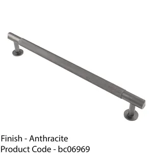 Knurled Bar Door Pull Handle - 274mm x 13mm - 224mm Centres - Anthracite Grey