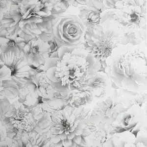 Arthouse Glitter Bloom Silver Wallpaper