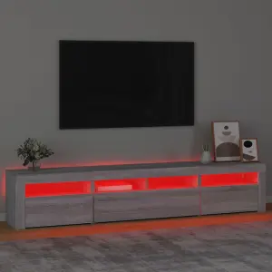 Berkfield TV Cabinet with LED Lights Grey Sonoma 210x35x40 cm