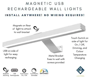 CGC LIBRA White LED Rechargeable Magnetic USB Over Picture Wall Light