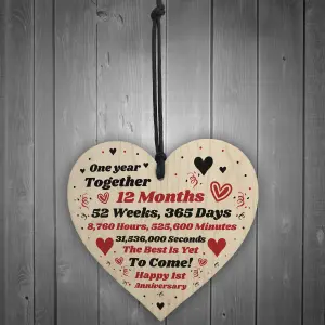 1st Anniversary Gift Husband Wife Wedding One Year Mr Mrs Gift Wood Heart